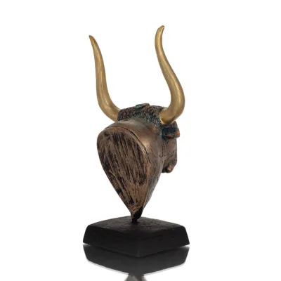 Minotaur: Drottning Pasiphaes son, Tjurhuvud, Tjurhuvud Byst, 19 cm alabaster, minoisk kultur Polyester 4 - grifon.se 