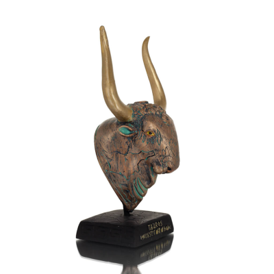 Minotaur: Queen Pasiphaes son, Bull head, bull head Bust, 19cm alabaster, Minoan culture Polyester 5 - grifon.se 