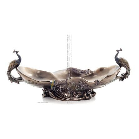 Peacocks: Symbol of prestige and beauty in a Gondola Bowl 17.5x44.5cm with Veronese Bronze Electrolysis, for fruit Veronese 1 -