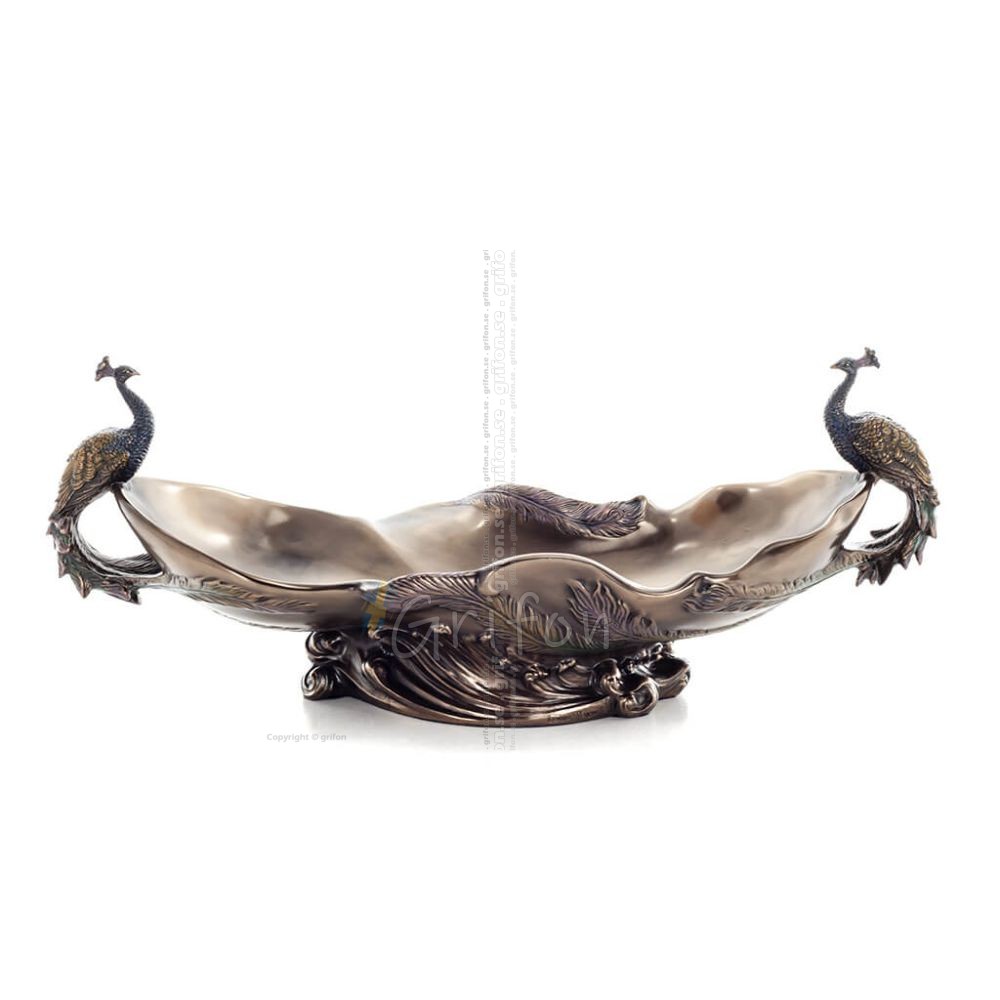 Peacocks: Symbol of prestige and beauty in a Gondola Bowl 17.5x44.5cm with Veronese Bronze Electrolysis, for fruit Veronese 1 - 