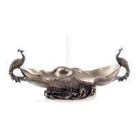Påfåglar: Symbol för prestige och skönhet i en gondolskål 17,5x44,5 cm med Veronese bronselektrolys, för frukt Veronese 3 - grif