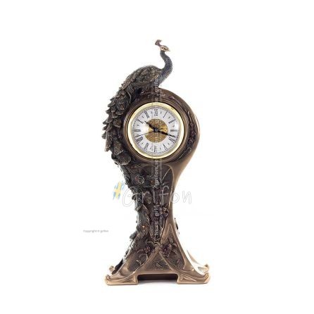 Peacock Clock 16x35.5cm Veronese Bronze Electrolysis, Modern Decorative Veronese 1 - grifon.se 