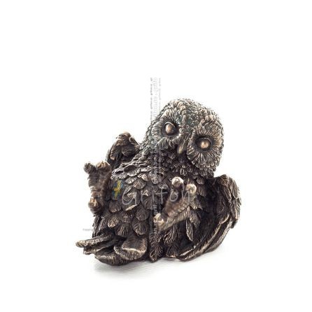 Owl or Glauca: the sacred bird, symbol of wisdom, prudence, reclining 7cm Veronese Bronze Electrolysis Full Body Veronese 1 - gr