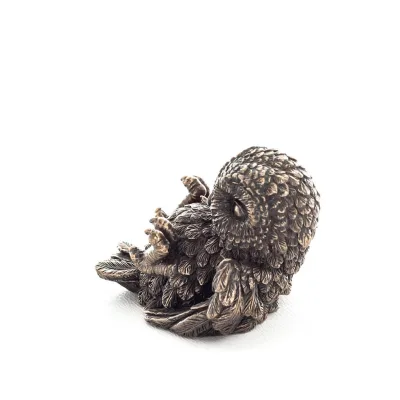 Owl or Glauca: the sacred bird, symbol of wisdom, prudence, reclining 7cm Veronese Bronze Electrolysis Full Body Veronese 2 - gr