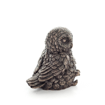 Owl or Glaucus: the sacred bird, symbol of wisdom, prudence, 7cm Full-length statuette with Veronese Bronze Electrolysis Verones