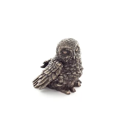Owl or Glaucus: the sacred bird, symbol of wisdom, prudence, seated 7cm Veronese Bronze Electrolysis Full Body Statuette Verones