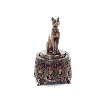 Egyptisk basset speldosa 13cm Veronese brons elektrolys Veronese 5 - grifon.se 