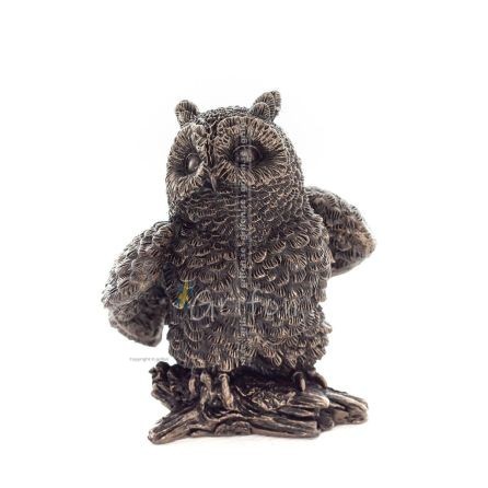 Owl or Glaucus: the sacred bird, symbol of wisdom, prudence, 6.5cm Veronese Bronze Electrolysis Full Body Statuette Veronese 1 -
