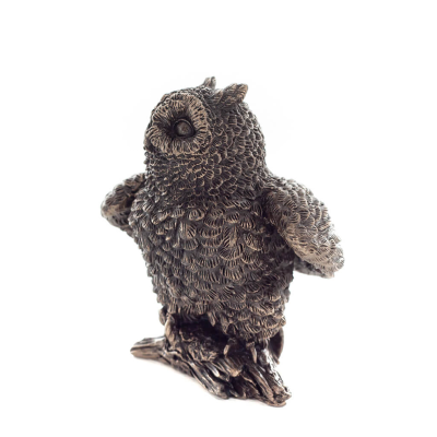 Uggla eller Glaucus: den heliga fågeln, symbol för visdom, försiktighet, 6,5 cm Veronese Brons Electrolysis Helkroppsstatyett Ve