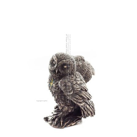 Owl or Glaucus: the sacred bird, symbol of wisdom, prudence, 6cm Veronese Bronze Electrolysis Full Body Statuette Veronese 1 - g