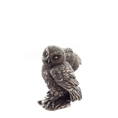 Owl or Glaucus: the sacred bird, symbol of wisdom, prudence, 6cm Veronese Bronze Electrolysis Full Body Statuette Veronese 1 - g