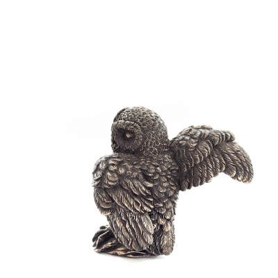 Owl or Glaucus: the sacred bird, symbol of wisdom, prudence, 6cm Veronese Bronze Electrolysis Full Body Statuette Veronese 2 - g