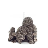 Owl or Glauca: the sacred bird, symbol of wisdom, prudence, with chicks 6cm Full body with Veronese Bronze Electrolysis Veronese