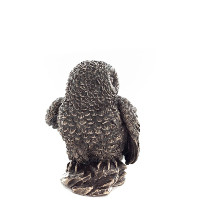 Κουκουβάγια ή Γλαύκα σε βράχο με πρόσωπο πίσω αριστερά 6εκ Ολόσωμο αγαλματίδιο με Ηλεκτρόλυση μπρούτζου Veronese Βερονέζ 5 - gri