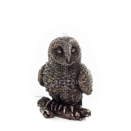 Owl or Glauca on a branch facing left 6cm Full Body Veronese Bronze Electroplating Figurine Veronese 1 - grifon.se