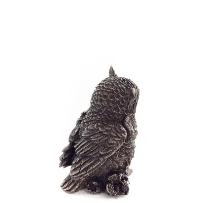 Uggla eller Glauca på gren med fot på huvudet 6 cm helkropp Veronese brons elektrolysfigur Veronese 5 - grifon.se 