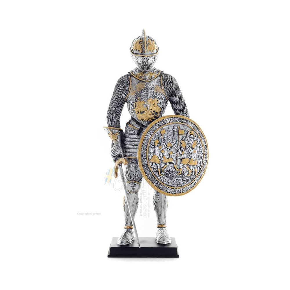 Medieval Knight Silver Gold Color 33cm Full Body Veronese Bronze Electrolysis Statue, Ancient Greece Veronese 1 - grifon.se Medieval Knight Silver Gold Color 33cm Full Body Veronese Bronze Electrolysis Statue, Ancient Greece Veronese 1 - grifon.se