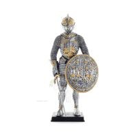 Medieval Knight Silver Gold Color 33cm Full Body Veronese Bronze Electrolysis Statue, Ancient Greece Veronese 1 - grifon.se 