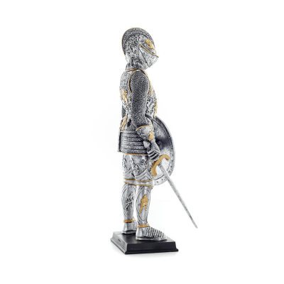 Medieval Knight Silver Gold Color 33cm Full Body Veronese Bronze Electrolysis Statue, Ancient Greece Veronese 4 - grifon.se 