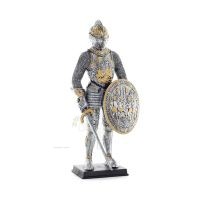 Medieval Knight Silver Gold Color 33cm Full Body Veronese Bronze Electrolysis Statue, Ancient Greece Veronese 5 - grifon.se 