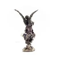 Ängel som omfamnar ett barn och håller blommor 28cm helkroppsstaty Figurin med brons elektrolys Veronese, religiös - andlig Vero