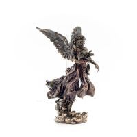 Ängel som omfamnar ett barn och håller blommor 28cm helkroppsstaty Figurin med brons elektrolys Veronese, religiös - andlig Vero