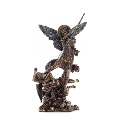 Ärkeängeln Michael: Gudliknande, One of the First Lords 33,5 cm Veronese brons elektrolytisk helkroppsstaty, Christian Veronese 