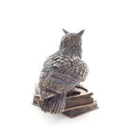 Owl or Glaucus: the sacred bird, symbol of wisdom, prudence, in a book 17cm Veronese Bronze Electrolysis Full Body Statue Verone