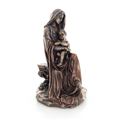Virgin Mary the Virgin Mary or Theotokos with Jesus Christ 17cm Veronese Bronze Electrolysis Full Body Statue Veronese 5 - grifo