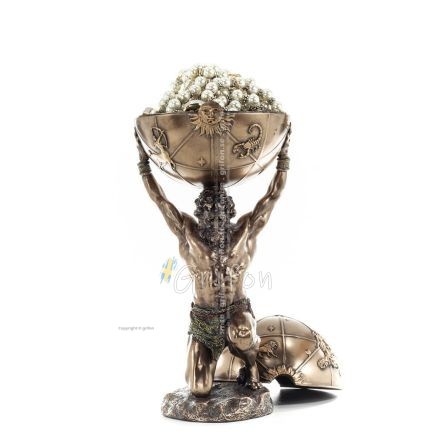 Atlas eller Atlas, Titan: The leader of the Titanids 32,5 cm Veronese Bronze Electrolysis Smyckeskrin, förvaringsfodral Veronese
