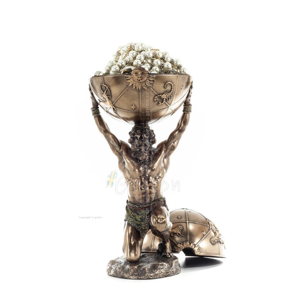 Atlas eller Atlas, Titan: The leader of the Titanids 32,5 cm Veronese Bronze Electrolysis Smyckeskrin, förvaringsfodral Veronese