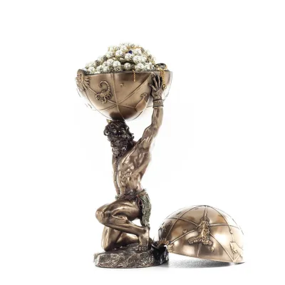 Atlas eller Atlas, Titan: The leader of the Titanids 32,5 cm Veronese Bronze Electrolysis Smyckeskrin, förvaringsfodral Veronese