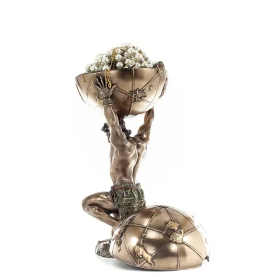 Atlas eller Atlas, Titan: The leader of the Titanids 32,5 cm Veronese Bronze Electrolysis Smyckeskrin, förvaringsfodral Veronese