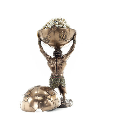 Atlas eller Atlas, Titan: The leader of the Titanids 32,5 cm Veronese Bronze Electrolysis Smyckeskrin, förvaringsfodral Veronese