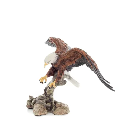 Colored eagle appearing to fly over a tree trunk, 40 cm full-body alabaster statue, Decorative Veronese 2 - grifon.se 