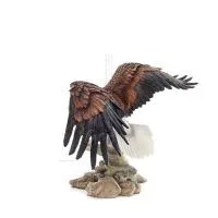 Colored eagle appearing to fly over a tree trunk, 40 cm full-body alabaster statue, Decorative Veronese 3 - grifon.se 