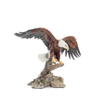 Färgad örn som verkar flyga över en trädstam, 40 cm helkroppsstaty i alabaster, Dekorativ Veronese 6 - grifon.se 