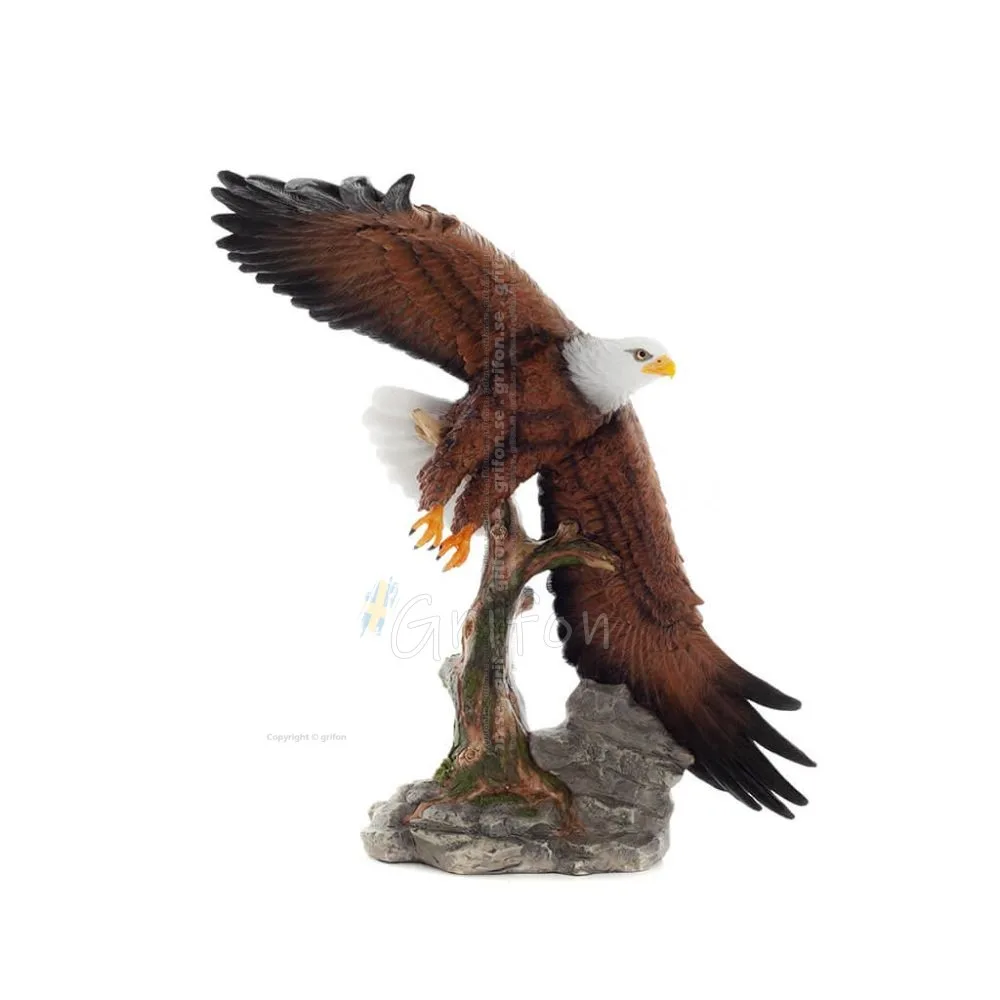 Colored eagle appearing to fly over a tree trunk, 39 cm full-body alabaster statue, Decorative Veronese 1 - grifon.se 