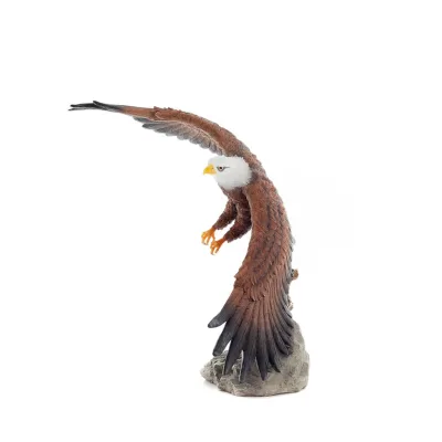 Färgad örn som verkar flyga över en trädstam, 39 cm helkroppsstaty i alabaster, Dekorativ Veronese 2 - grifon.se 