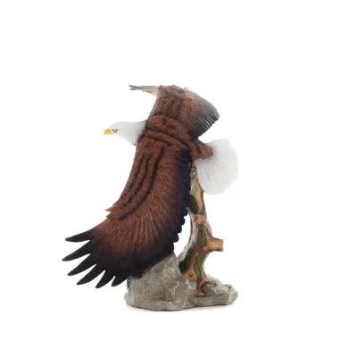 Färgad örn som verkar flyga över en trädstam, 39 cm helkroppsstaty i alabaster, Dekorativ Veronese 3 - grifon.se 