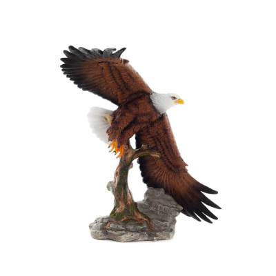 Colored eagle appearing to fly over a tree trunk, 39 cm full-body alabaster statue, Decorative Veronese 6 - grifon.se 