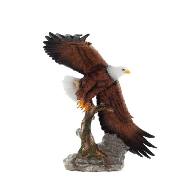 Colored eagle appearing to fly over a tree trunk, 39 cm full-body alabaster statue, Decorative Veronese 6 - grifon.se 
