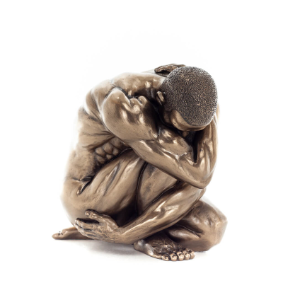 Modern Hukande Naken Man 15 cm Veronese Brons Galvaniserad helkroppsstaty Veronese 1 - grifon.se 