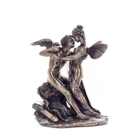Cupid and the Psyche: Overcoming Obstacles to Love 17.5cm Full Length Electrolytic Bronze Veronese Statue, Ancient Greece Verone