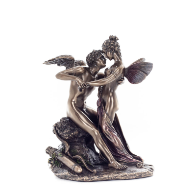 Cupid and the Psyche: Overcoming Obstacles to Love 17.5cm Full Length Electrolytic Bronze Veronese Statue, Ancient Greece Verone