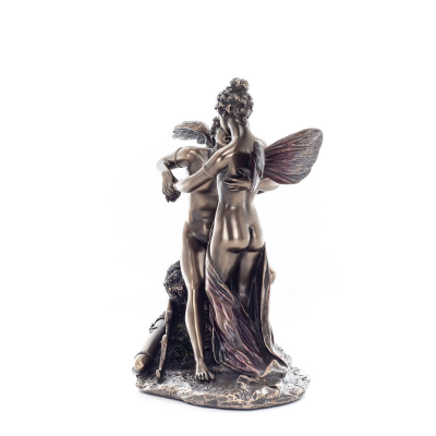 Cupid and the Psyche: Overcoming Obstacles to Love 17.5cm Full Length Electrolytic Bronze Veronese Statue, Ancient Greece Verone