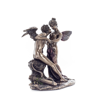 Cupid and the Psyche: Overcoming Obstacles to Love 17.5cm Full Length Electrolytic Bronze Veronese Statue, Ancient Greece Verone