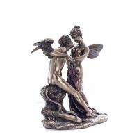 Cupid and the Psyche: Overcoming Obstacles to Love 17.5cm Full Length Electrolytic Bronze Veronese Statue, Ancient Greece Verone