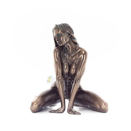 Modern Female Nude Sitting On Knees 12.5cm Veronese Bronze Electrolysis Full Body Statue Veronese 1 - grifon.se 