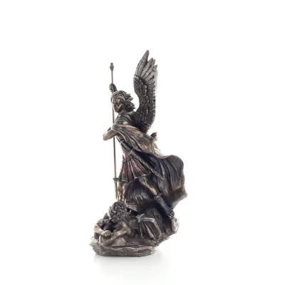 Ärkeängel Michael: Gudliknande, en av de första herrarna, med spjut 28,5 cm Veronese Brons Electrolysis Statue, Christian Verone